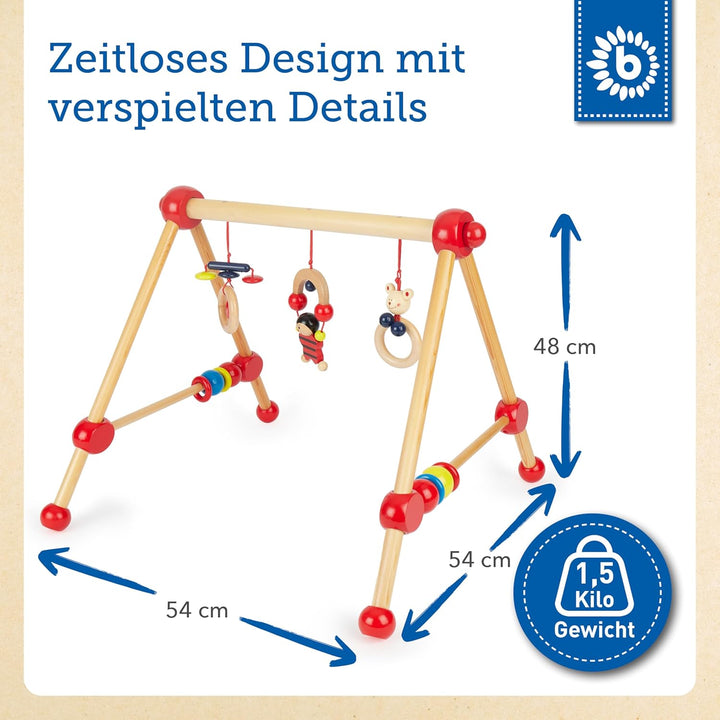 Bieco Spieltrapez | Spielbogen Baby Holz mit Figuren & Kugeln | Spielebogen Holz Baby | Spieltrapez