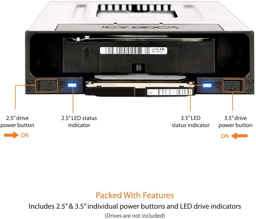 ICY DOCK flexiDOCK MB795SP-B - Dock trägerlos für 1x 2,5 Zoll und 1x 3,5 Zoll SATA/SAS SSD/HDD 1x 2,