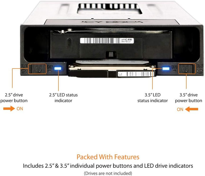 ICY DOCK flexiDOCK MB795SP-B - Dock trägerlos für 1x 2,5 Zoll und 1x 3,5 Zoll SATA/SAS SSD/HDD 1x 2,