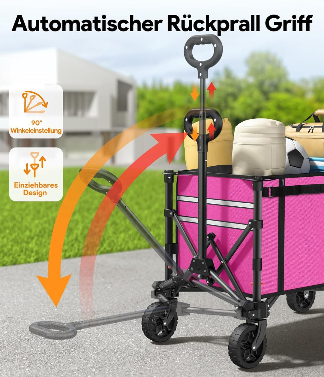 3 in 1 Bollerwagen Faltbar 120L, Klappbar Handwagen mit Rädern, 220lbs Transportwagen Faltbar, Umbau