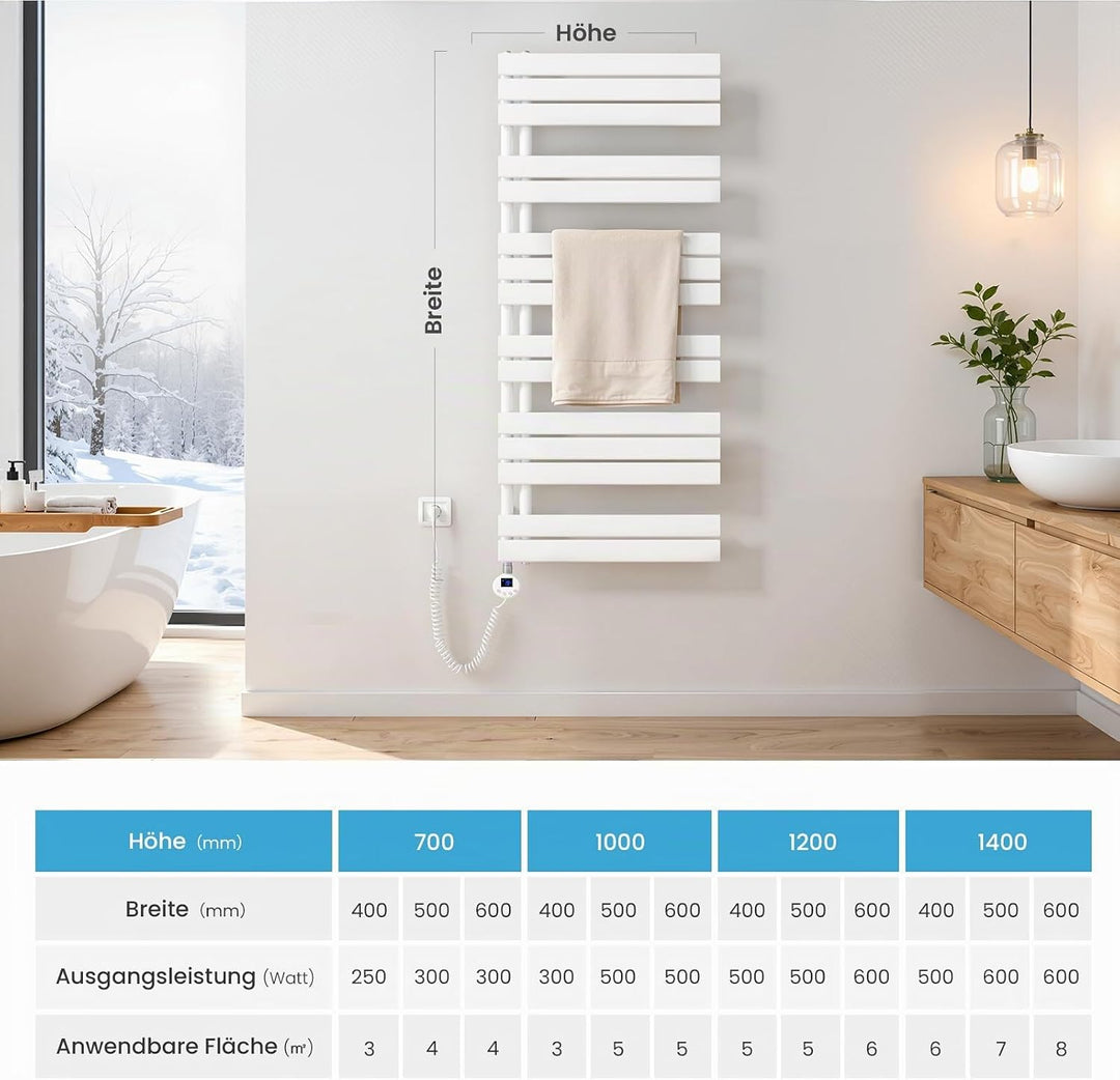 Heilmetz Badheizkörper Elektrisch Heizkörper Bad mit WiFi Digitalem Thermostat Handtuchheizkörper mi