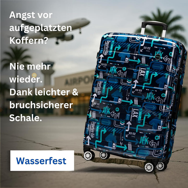 NOWI Hartschalenkoffer XL Gross - 100L Volumen - 158cm Gurtmass - 8 Rollen 360° drehbar - Leichter K