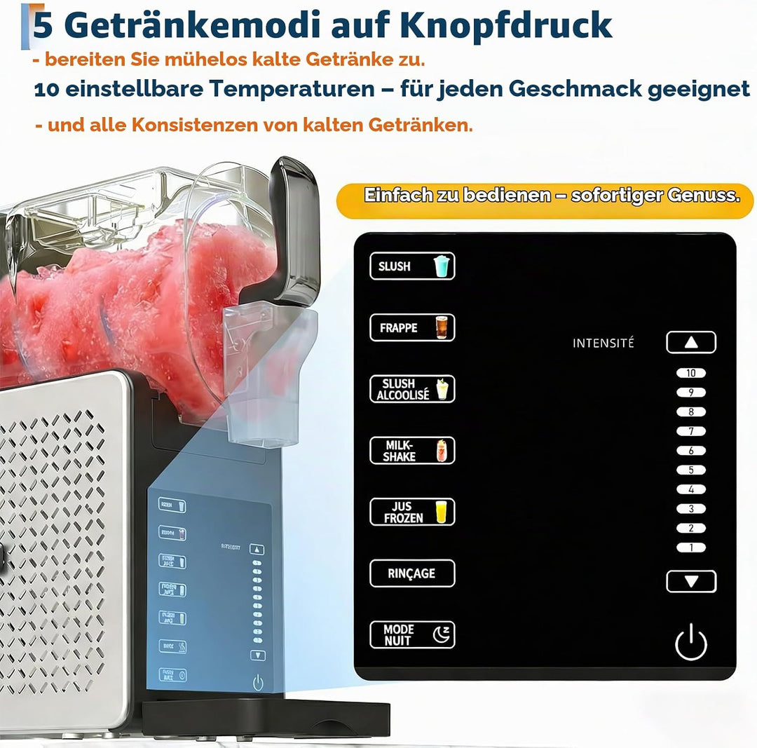 GarveeTech Slush-Eismaschine 200w Mit Selbstreinigung &amp; 5 Programmen – 1,9l Tank Für Cocktails, Milc