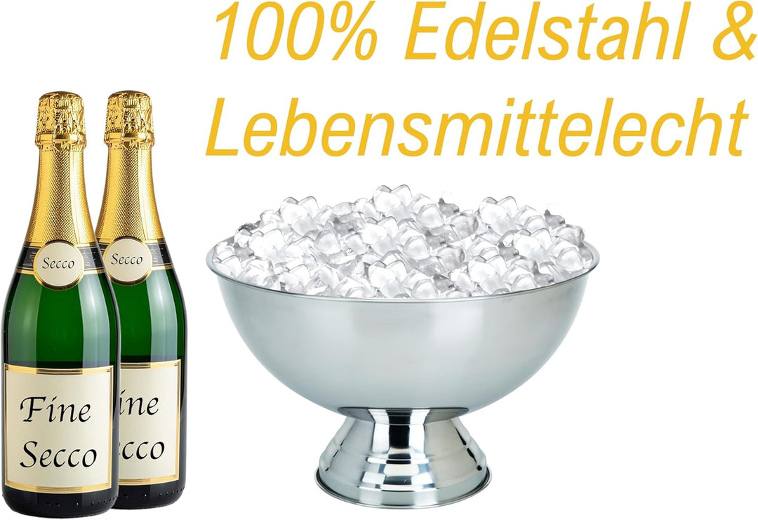 XXL Champagnerschale aus Edelstahl ⌀40cm Sektkühler Schale Getränke Champagner Wein Sekt Kühler