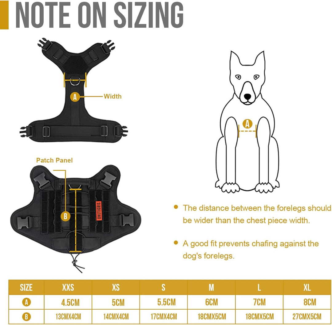 OneTigris Fire Watcher Taktisches Geschirr für Hunde - Molle - mit 1 Griff und 2 D-Ringen ohne D-Ver