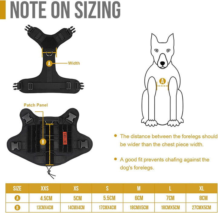 OneTigris Fire Watcher Taktisches Geschirr für Hunde - Molle - mit 1 Griff und 2 D-Ringen ohne D-Ver