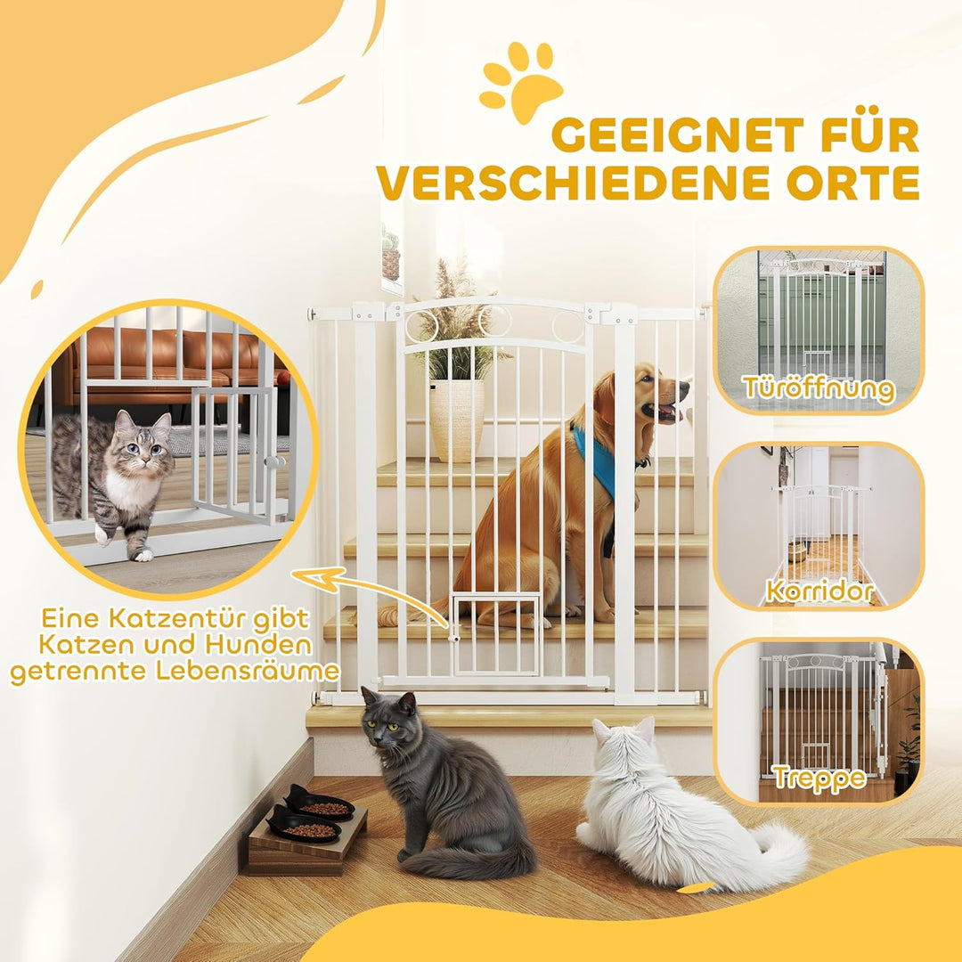 PawHut Türschutzgitter 106cm Treppenschutzgitter Türgitter ohne Bohren Treppengitter für Breiten 76-