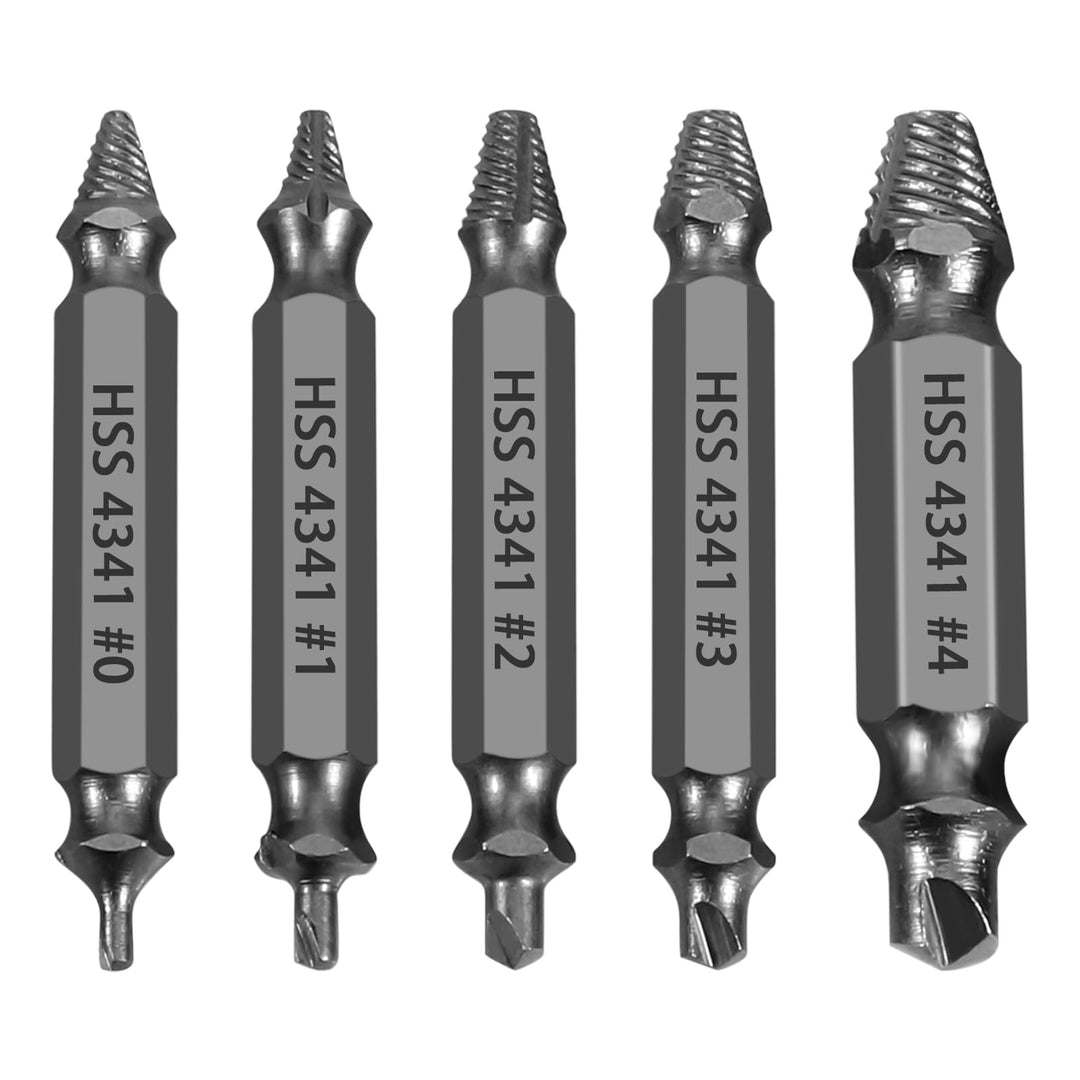 HSS 4341 Schraubenausdreher Set, 5-teilig M3-M18 Beschädigte Schrauben Entferner, Linksdreher mit Se
