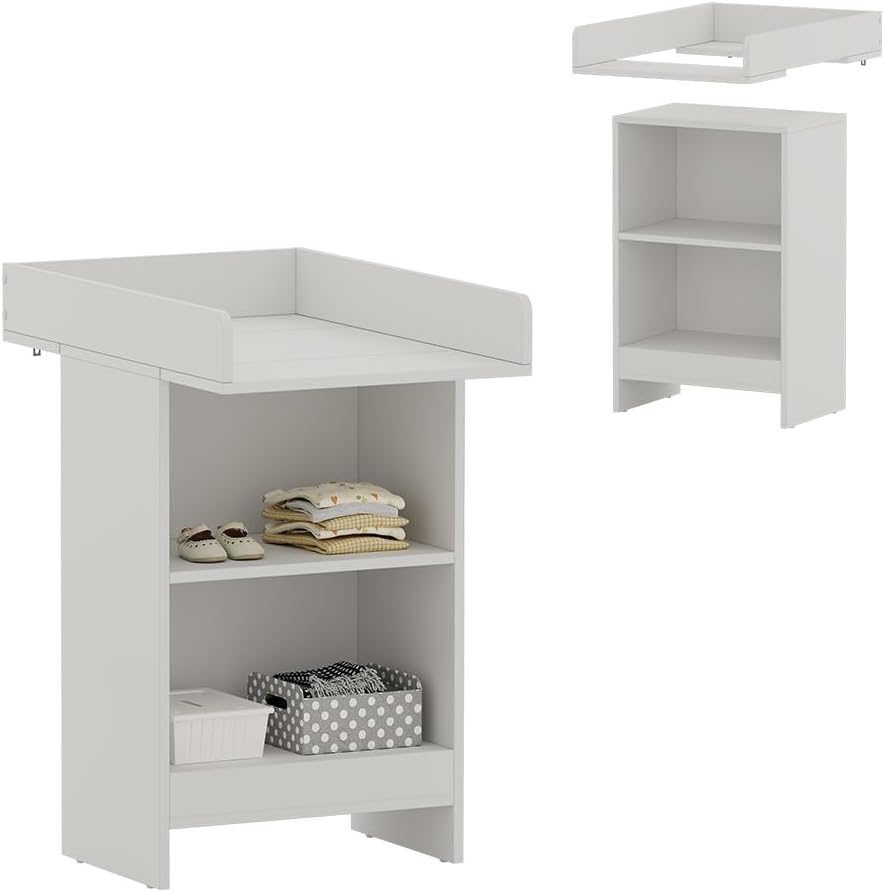 Vicco Wickelkommode Mona, Weiss, 60 x 103.5 cm mit Wickelaufsatz