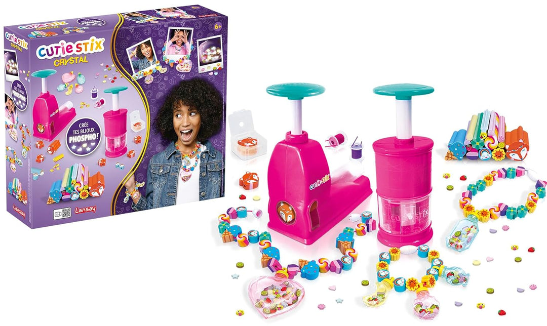 Cutie Stix - Bastelset Mein Kristallschmuck - Kinder-Bastelset für Schmuck - Ab 6 Jahren - Lansay Cu