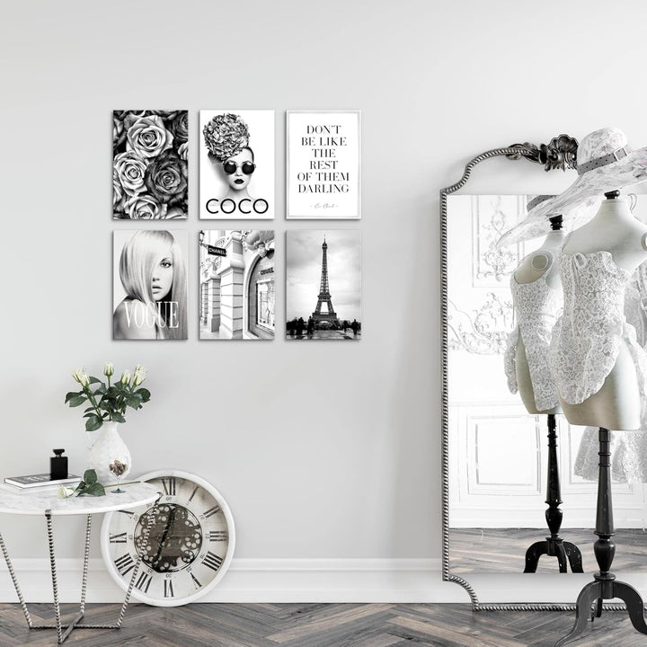 Novart Wandbilder Set Fashion Coco - KOMPLETT AUFHÄNGFERTIG - Made in Germany - Moderne Bilder Wohnz