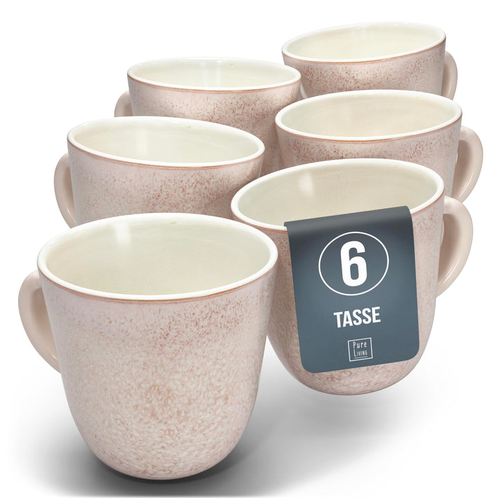 Steingut Kaffeetassen 6 Personen Ibiza TESTSIEGER, Traumhaftes Mediterranes Steingut Tassen Set, Sty