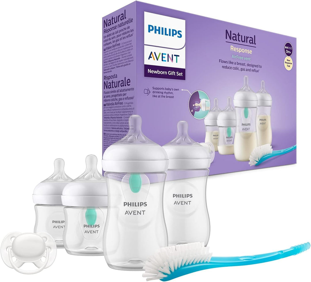Philips Avent Babyflaschen mit AirFree Ventil & Avent Babypflege-Set – Starter-Set mit 9 Zubehörteil