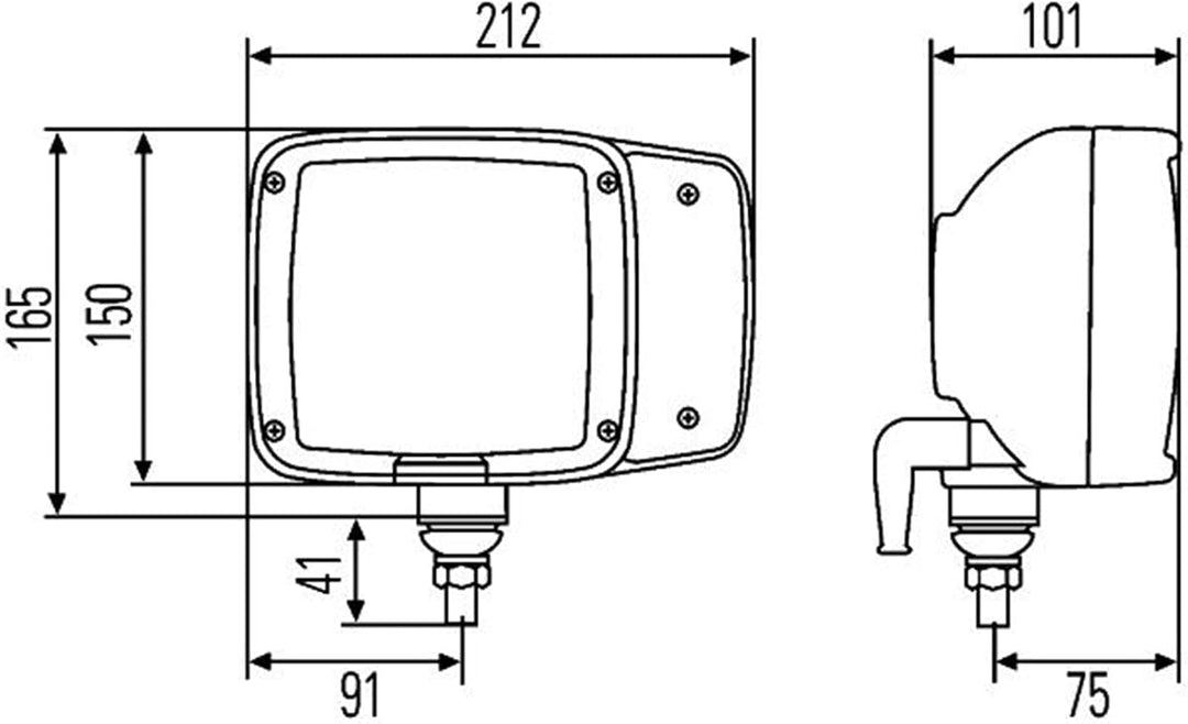 HELLA - Hauptscheinwerfer - 12V - Anbau - Lichtscheibenfarbe: gelb - Stecker: AMP - rechts - 1SA 996