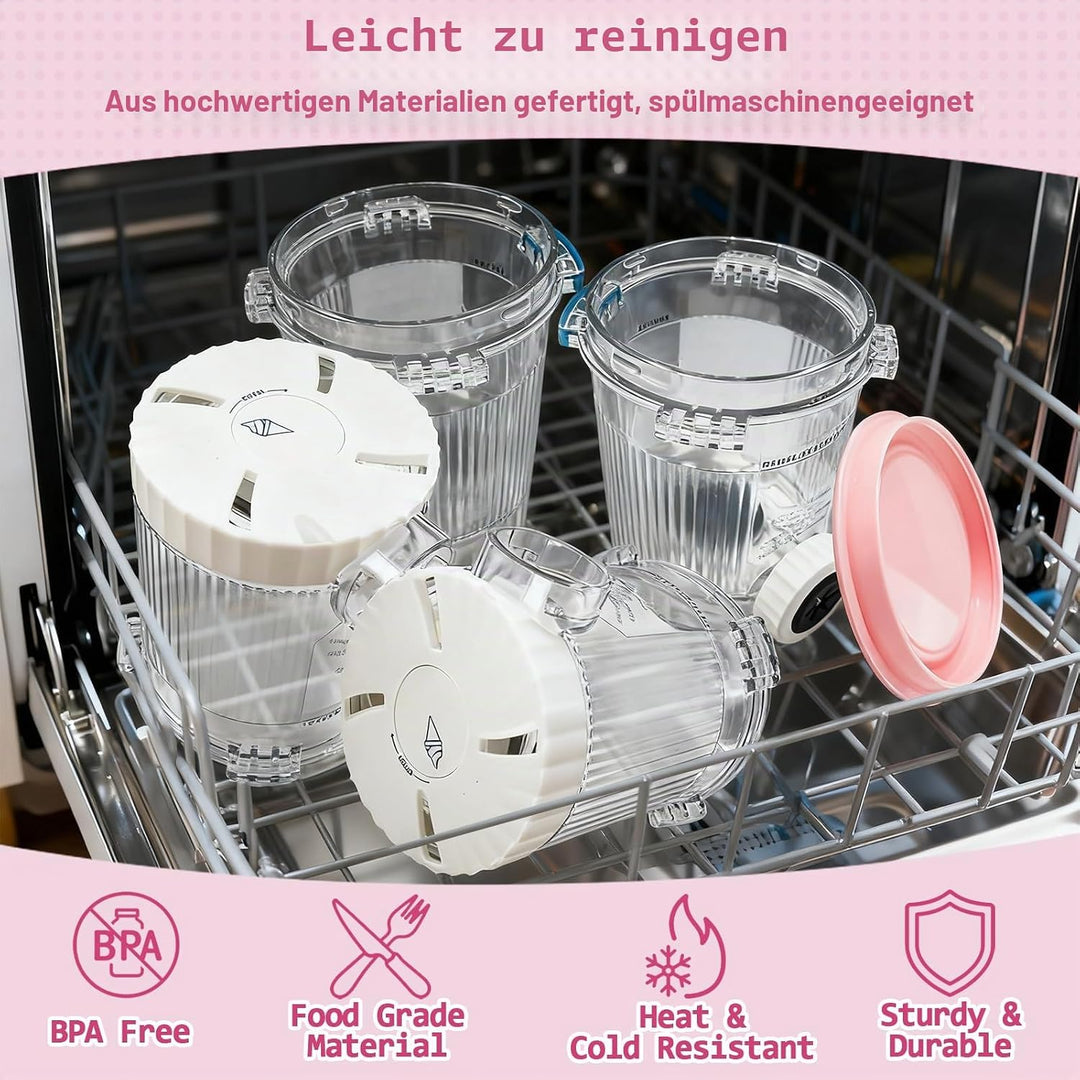 4 StüCk Behälter für Ninja Creami Swirl NC700 NC701EU Serie, 480 ML Eiscremebehälter Eismaschine Zub