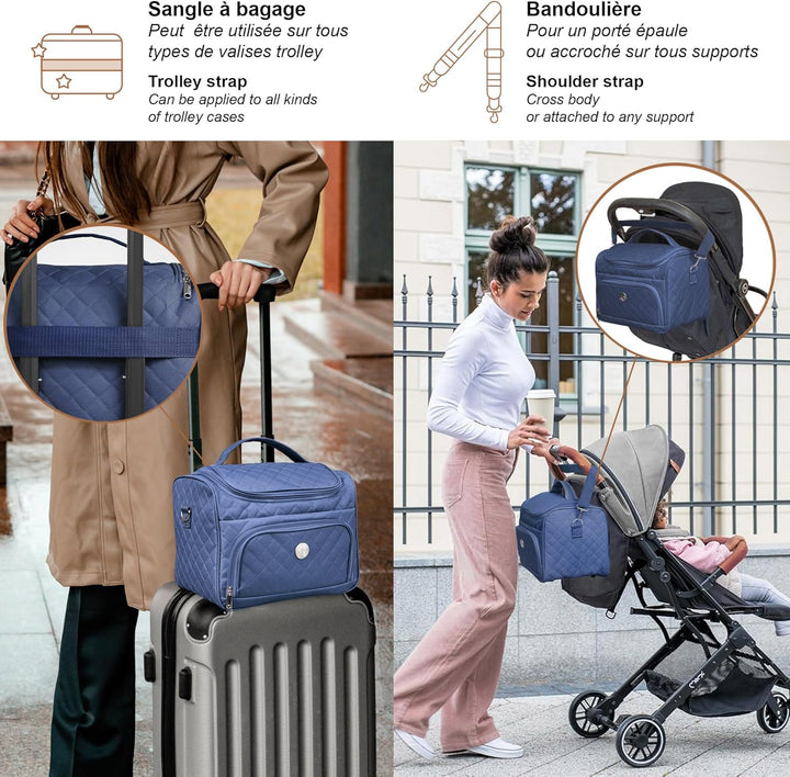Kosmetiktasche für unterwegs, halbstarr, 25 cm, Kosmetiktasche KINSTON Dunkelblau, Dunkelblau