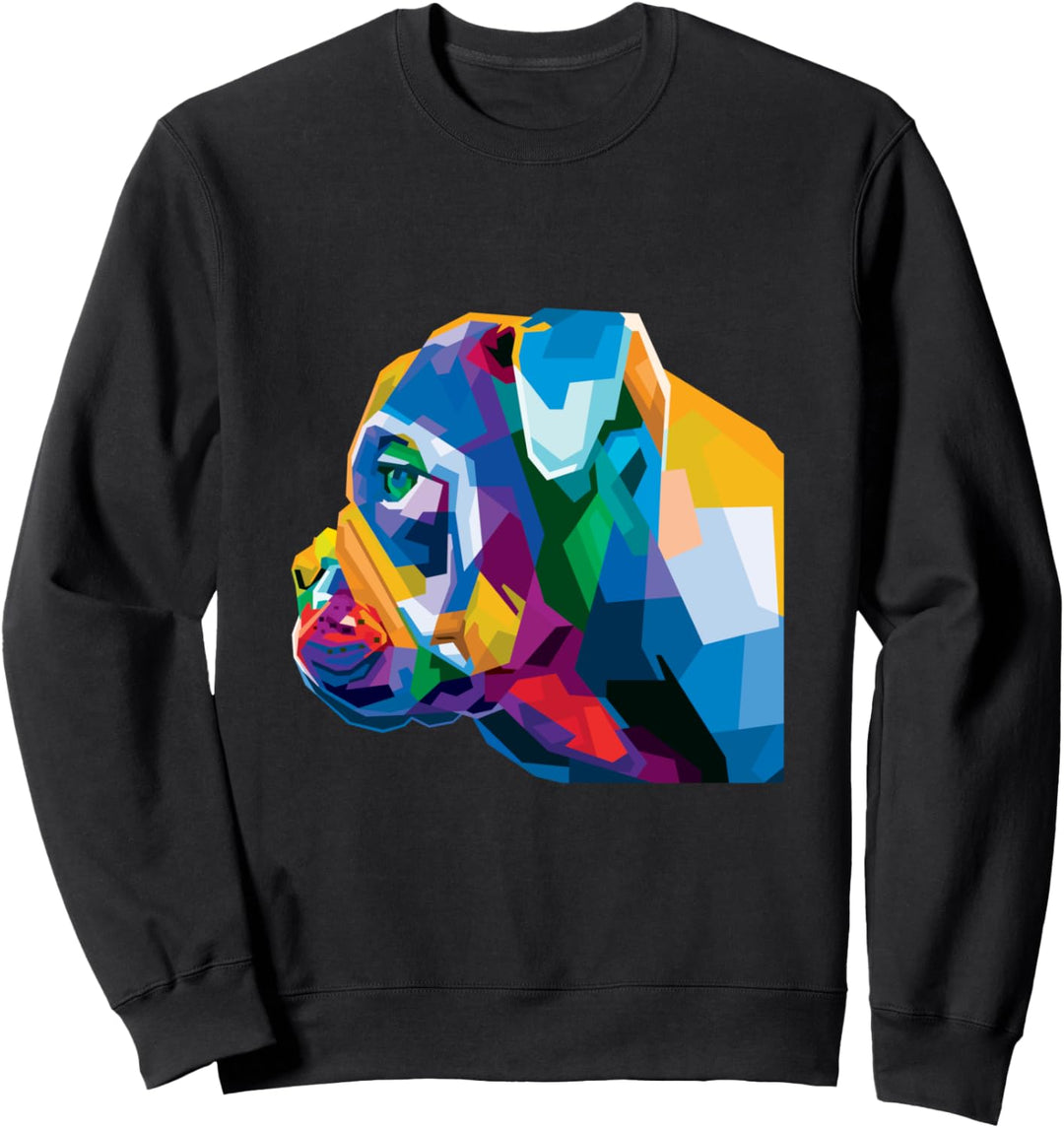 Bunte englische Bulldogge Cute Geometric Dog im Pop-Art-Stil Sweatshirt