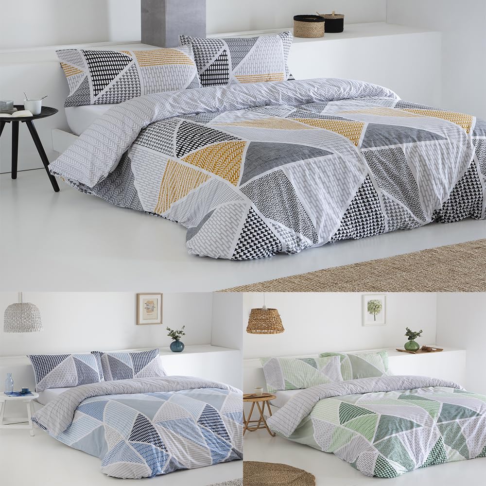 COTTON ARTean Wendbarer Bettbezug Geka, 135 x 190/200 cm, 50 % Baumwolle, 50 % Polyester, Grau und S