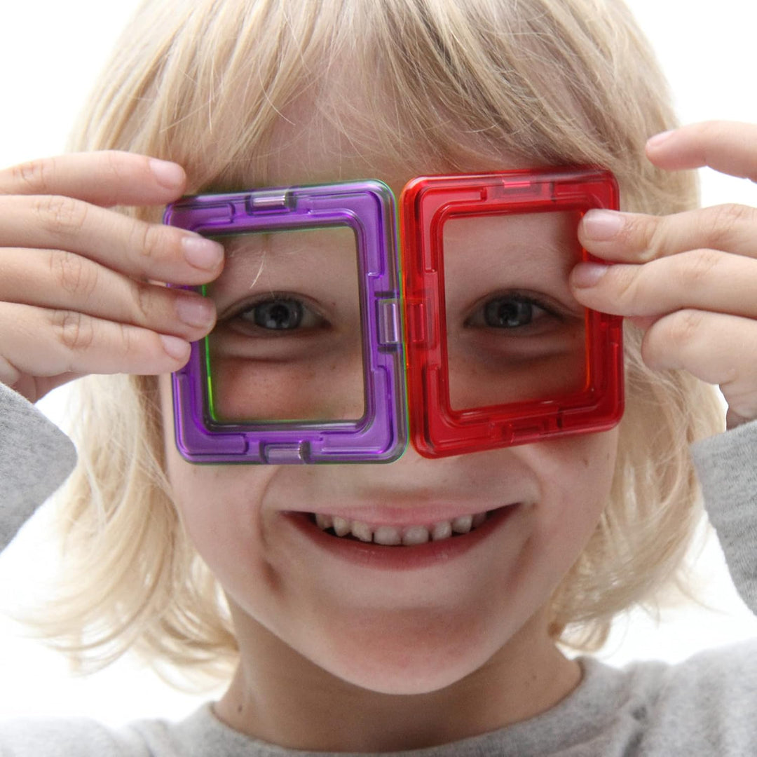 Magformers 14-piece Magnetic Construction Tiles Toy. STEM Teaching Resource. With 6 Squares and 8 Tr