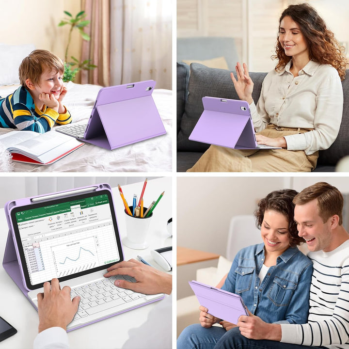 BQSS Hülle mit Tastatur für iPad A16 11 Generation 2025/10 Generation 10.9 Zoll 2022, Magnetisch Blu