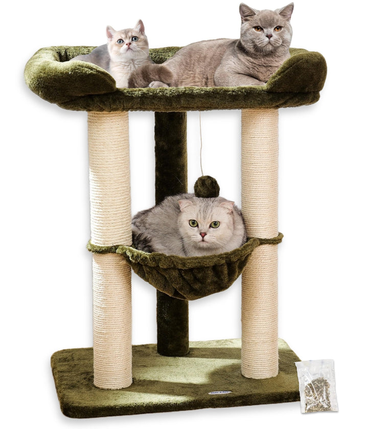 Happi N Pets 71 cm Kratzbaum für Katzen, Hoher Kratzstamm mit grossem Bett für grosse Katzen, Sisal-