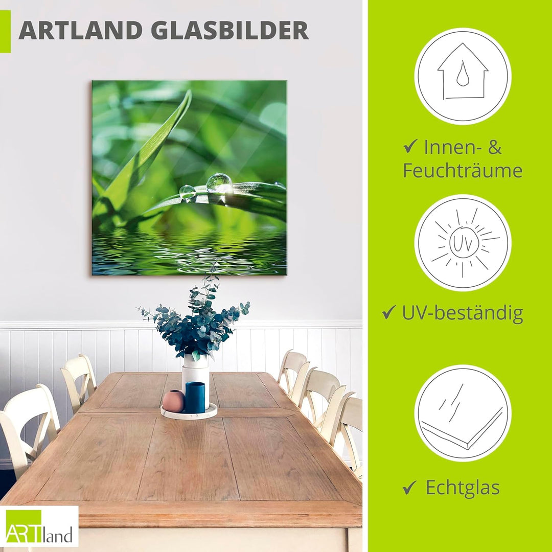 ARTland Glasbilder Wandbild Glas Bild einteilig 40x40 cm Quadratisch Natur Botanik Pflanzen Gräser W