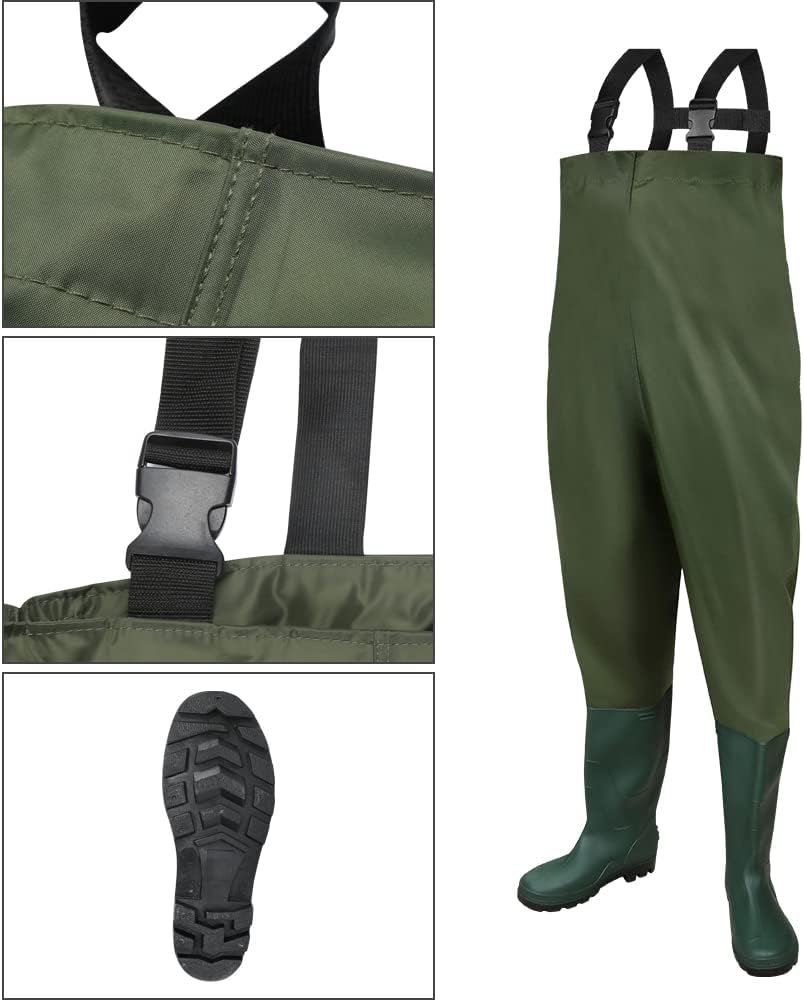 Gimisgu Wathose 70D Nylon Composite PVC Angelhose, mit rutschfesten Gummistiefeln, Teichhose, Hochwa