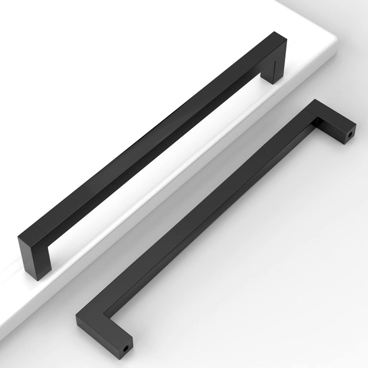 Amerdeco 10 Stück Möbelgriffe Edelstahl Schwarz Schrankgriffe Küchengriffe 224mm Lochabstand Schubla
