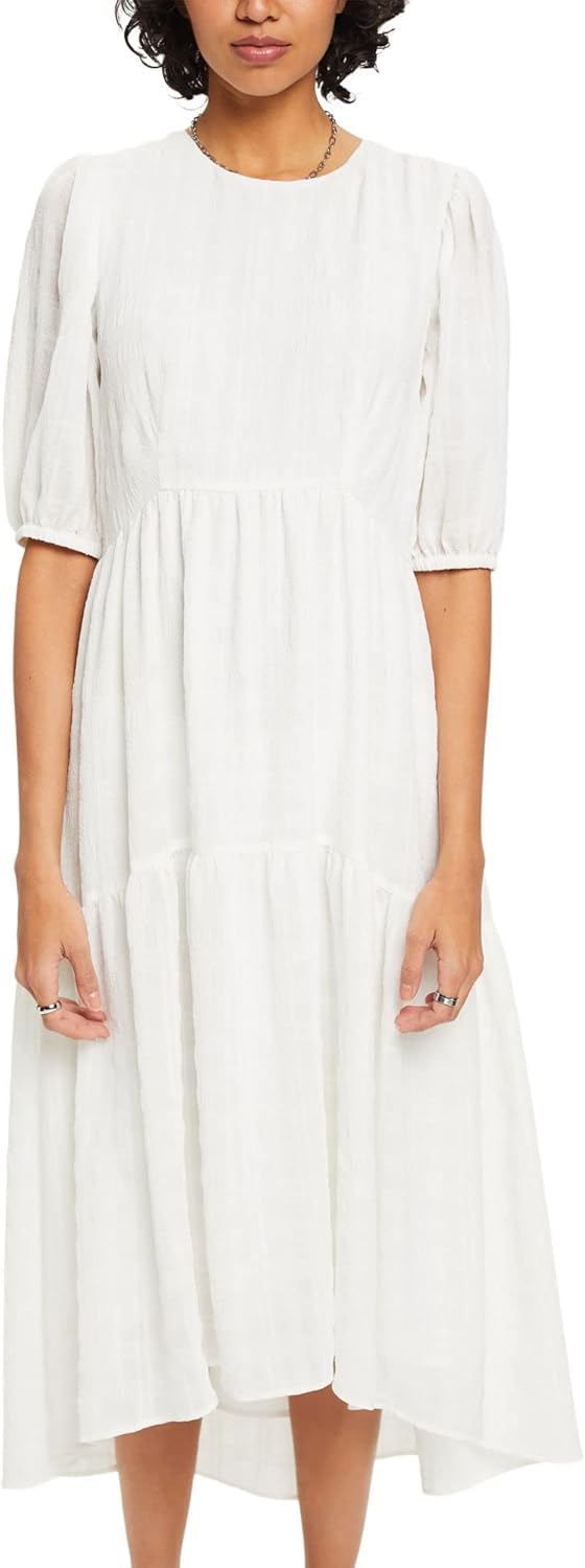 ESPRIT Collection Leichtes Midikleid mit Ballonärmeln 32 110/Off White, 32 110/Off White