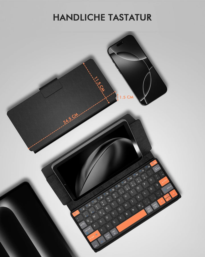 Doohoeek Tragbare Dual Bluetooth Tastatur für Tablet & Smartphone, Mini Keyboard mit verstellbarem S