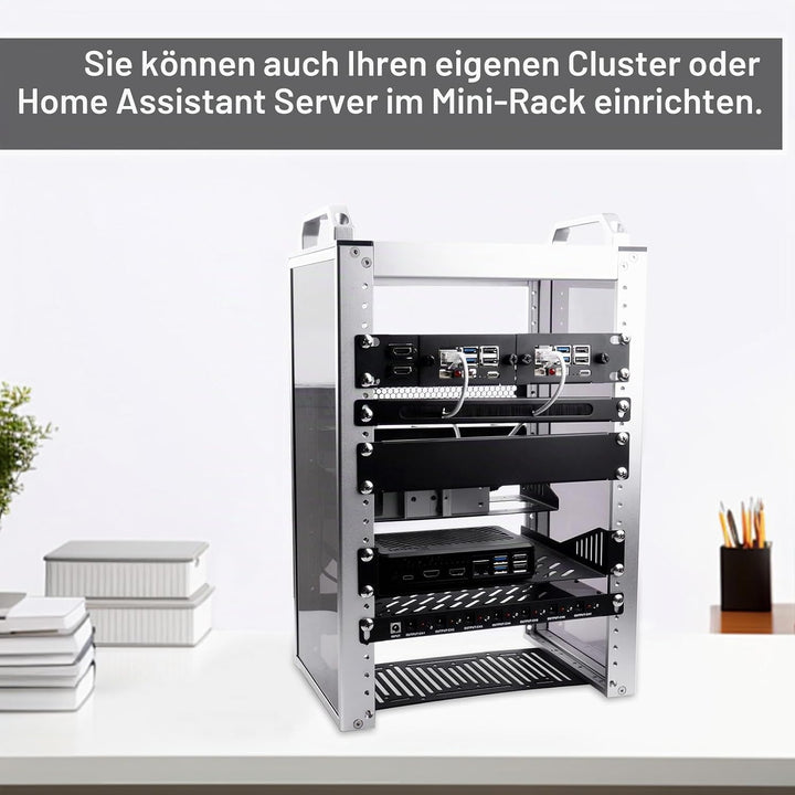 GeeekPi 10 Zoll 1U Rack-Halterung für Raspberry Pi 5, mit 2PCS PCIe auf M.2 NVMe SSD Adaptern, hält