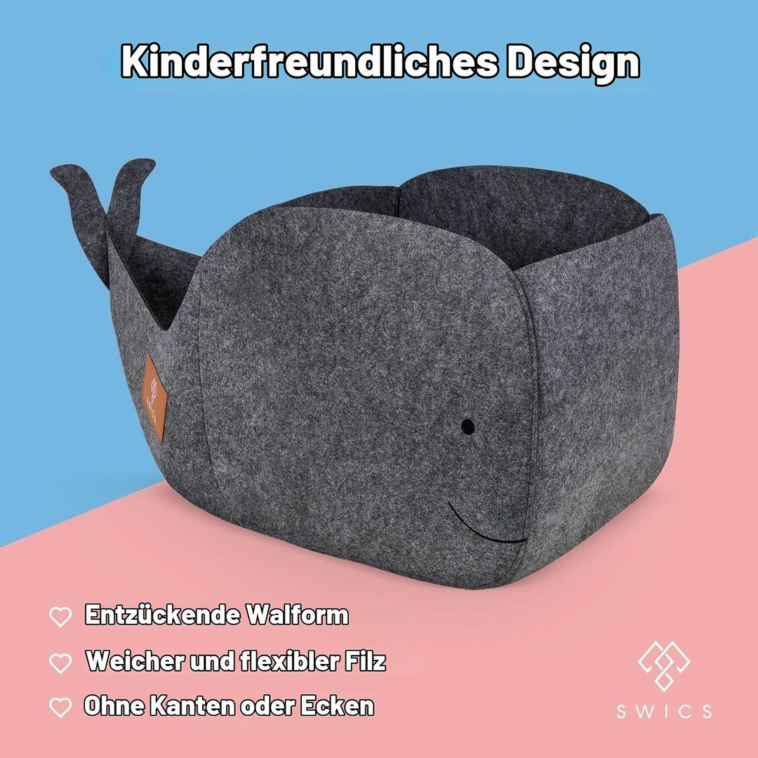 Swics® Aufbewahrungsbox Kinder | 30 L | Spielzeugkiste aus Filz | Perfekte Aufbewahrung für jedes Ka