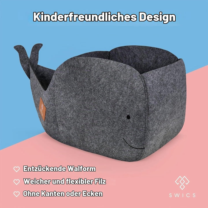Swics® Aufbewahrungsbox Kinder | 30 L | Spielzeugkiste aus Filz | Perfekte Aufbewahrung für jedes Ka