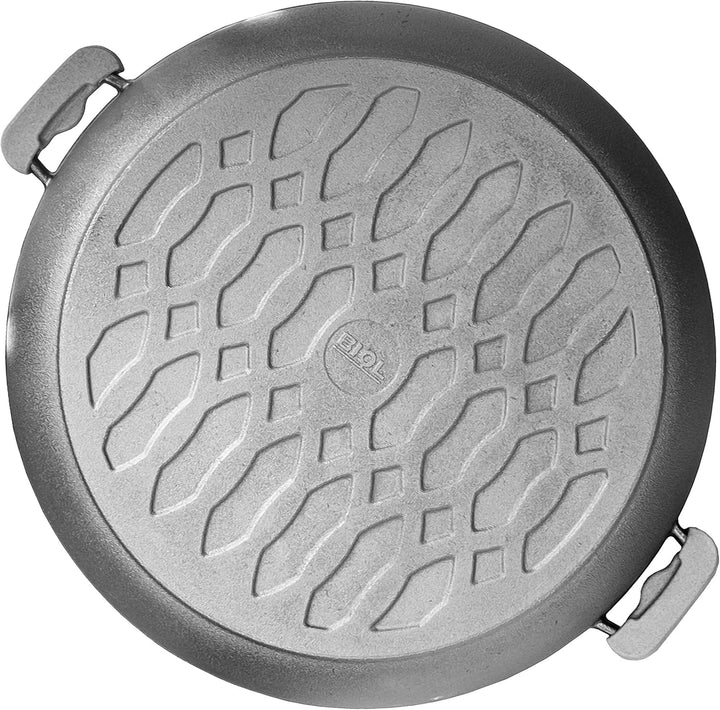 Servierpfanne Bräter aus Gusseisen 36 cm mit Deckel + Pfannenwender Induktion Bratpfanne Braten Brat