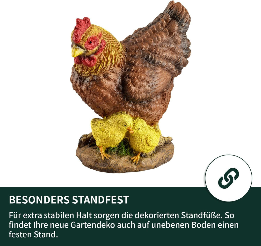 VERDOBA Garten Figur Huhn aus Kunstharz, weiss, handbemalt - Henne Dekofiguren Garten Deko Gartenfig