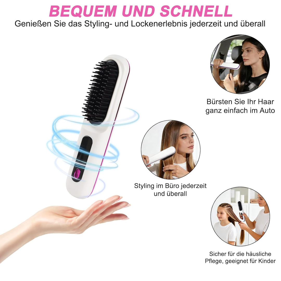 Stylingbürste für kurze Haare kabellos Haarglätter Bürste, Haarglätterbürste, tragbare Haarbürste el
