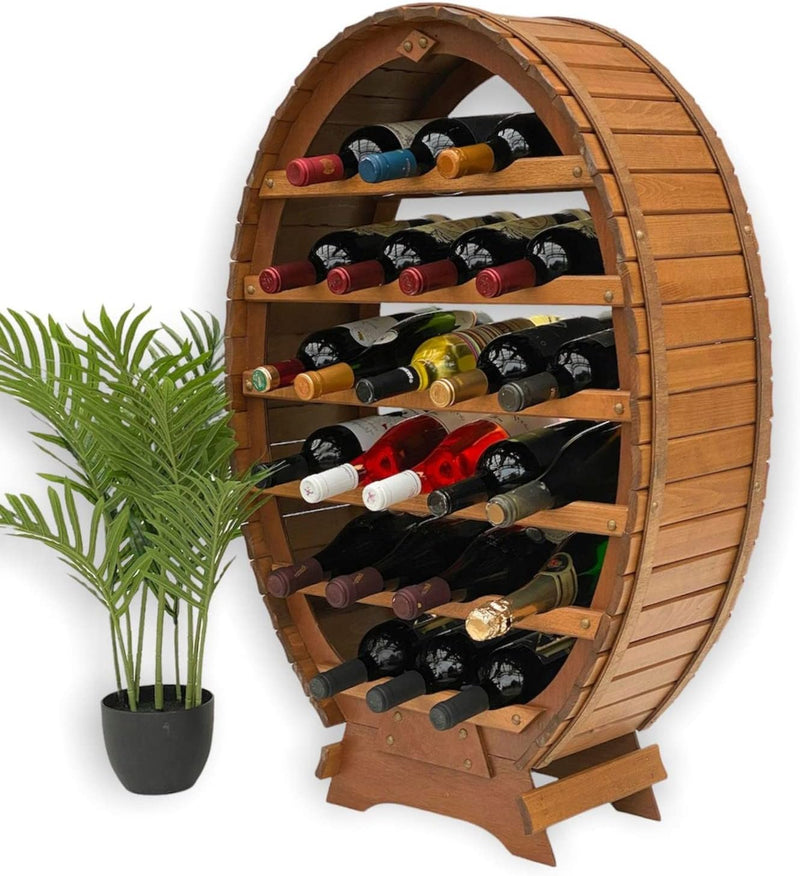 DanDiBo Weinregal Holz Stehend Weinfass 24 Flaschen Braun Flaschenregal Flaschenhalter