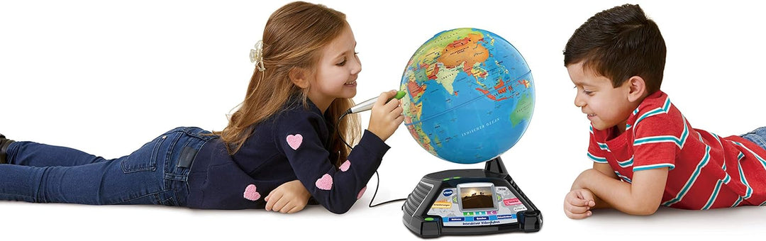 VTech Interaktiver Videoglobus – Weltkugel mit Bildschirm, akustischen und visuellen Lerninhalten (d