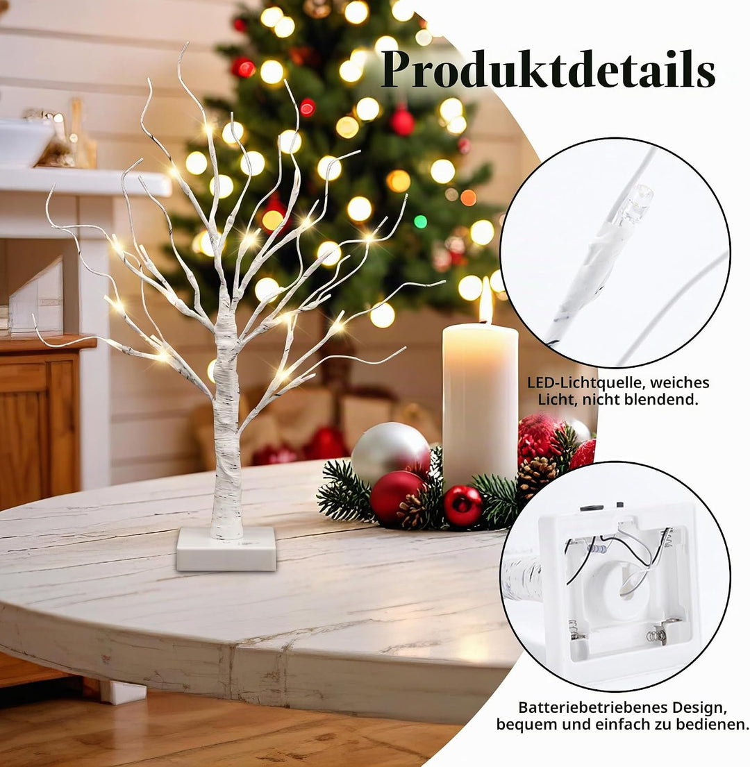 2er Set Lichterbaum Lichterzweige für Innen 24 Warmweiss LEDs Bäumchen Birken Dekozweige Batteriebet