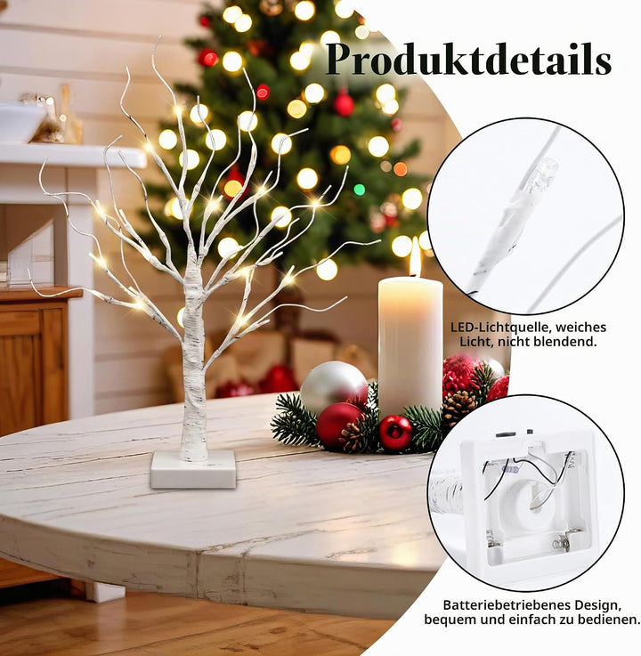 2er Set Lichterbaum Lichterzweige für Innen 24 Warmweiss LEDs Bäumchen Birken Dekozweige Batteriebet