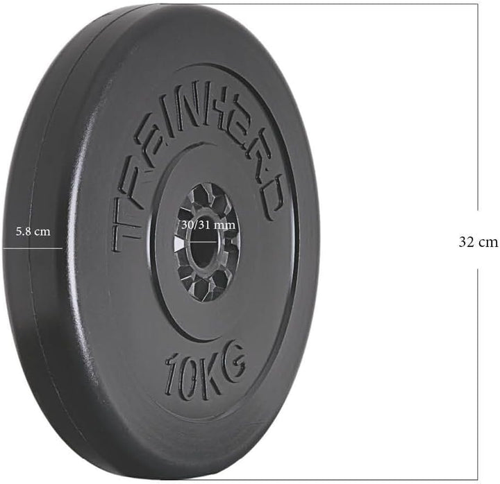 TrainHard Hantelscheiben Set 20-30 kg Gewichte aus Kunststoff Zement Gesamtgewichte mit 30/31 mm Boh