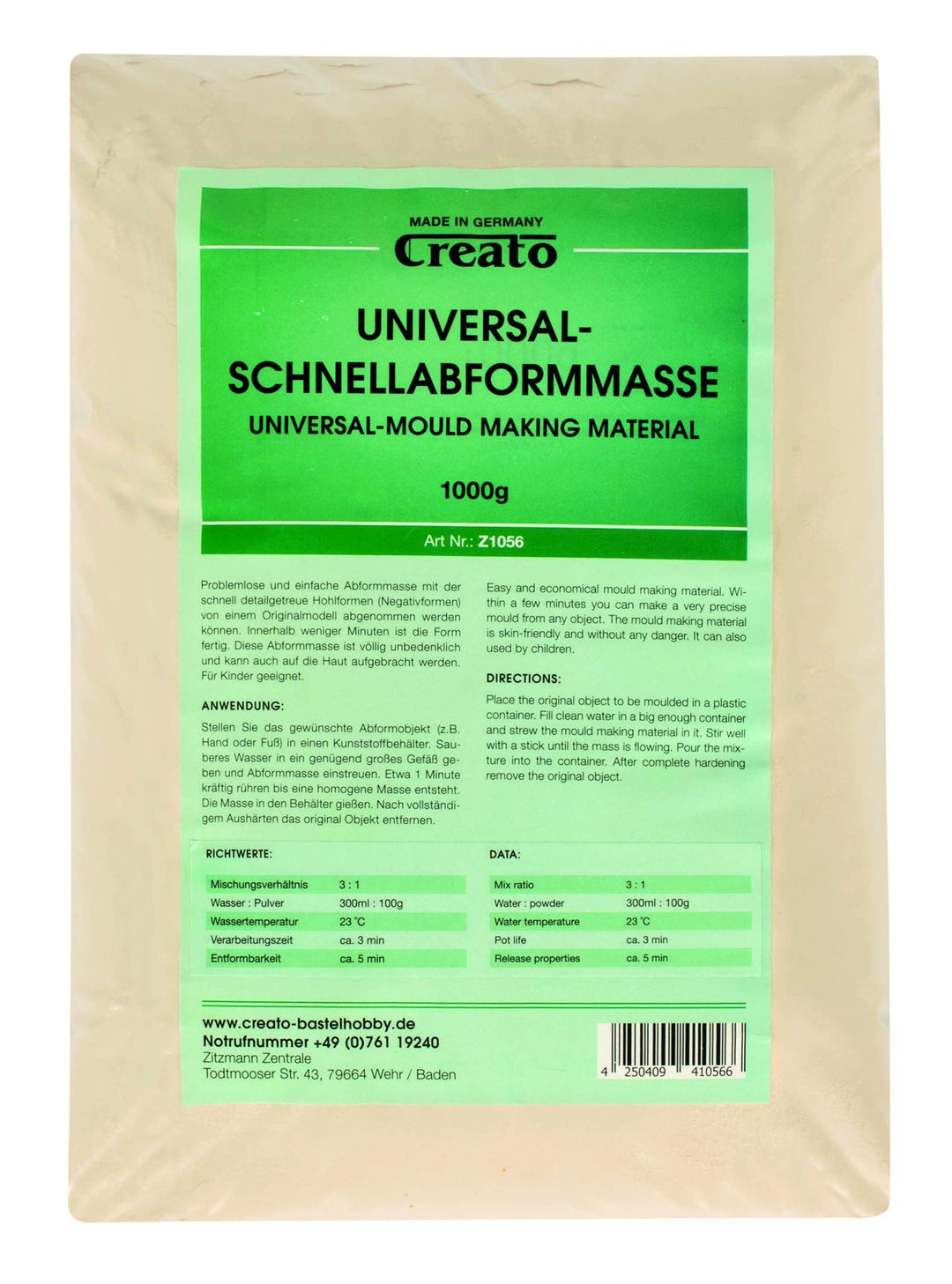 Creato Z1056 - Schnellabformmasse 1000 Gramm/Alginat (1) 1.0 Kilogramm, 1.0 Kilogramm