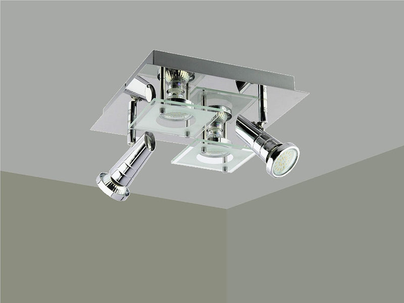 Trango 4-flammig 3089SD LED Deckenleuchte *ROSIE* in Eckig Chrom-Optik incl. 4x 5 Watt 3-Stufen dimm