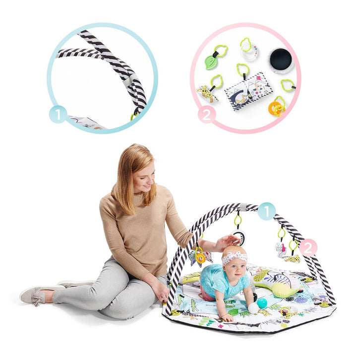 Kinderkraft Spieldecke SMARTPLAY, Erlebnisdecke, Spielmatte mit Spielbogen & Fehn Activity-Spieltier