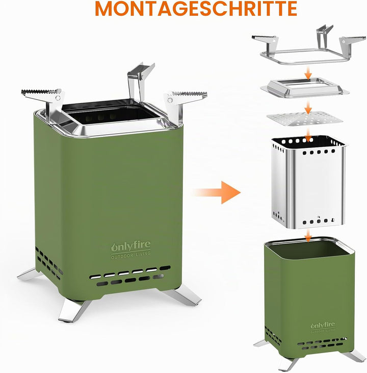 Onlyfire 2 in 1 Tischkamin Outdoor, Mini Feuerschale für den Garten, Feuerstelle Klein für Holz und