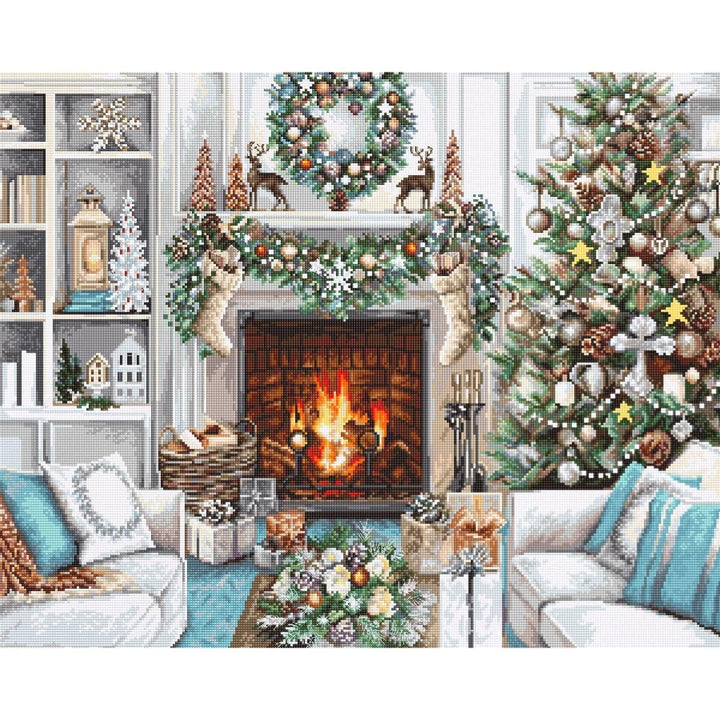 Lucas Kreuzstich Set "Weihnachtsinterieur", Zählmuster, 42x34cm Mehrfarbig