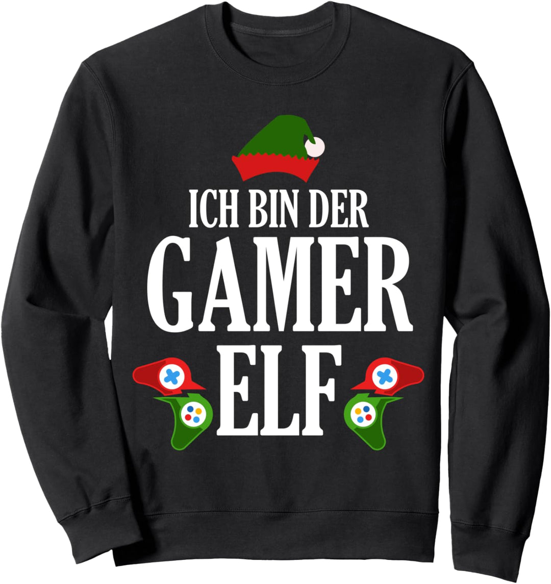 Gamer Elf Weinachten Zocker Weihnachtself Lustiges Sweatshirt
