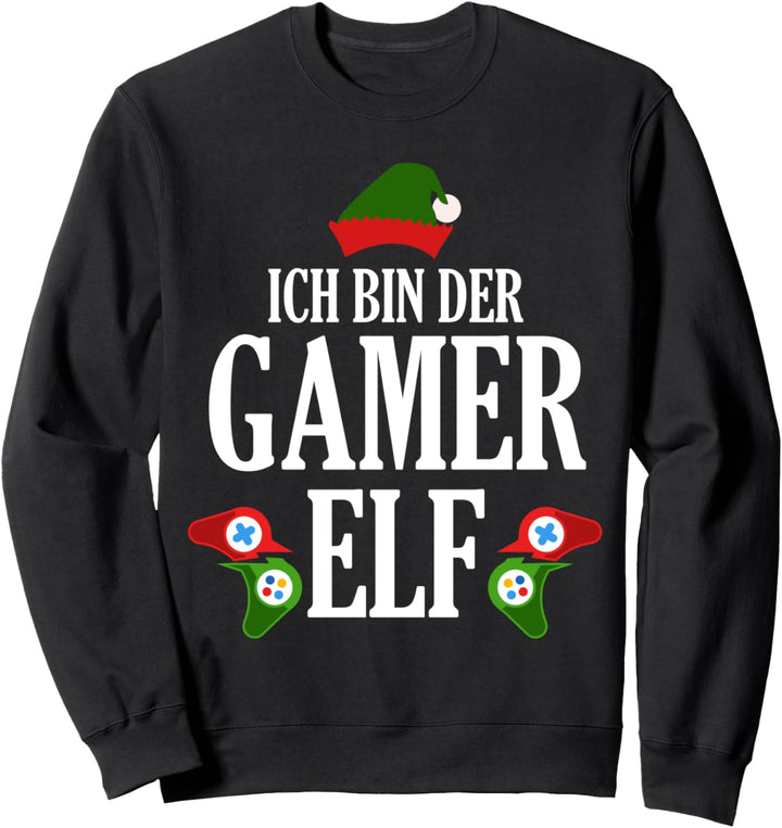 Gamer Elf Weinachten Zocker Weihnachtself Lustiges Sweatshirt