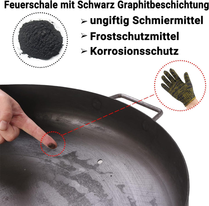 Köhko Feuerschale -Ø 55 cm Feuerschale aus Stahl mit Wasserzulauflöcher, Griffen und klappbare und a
