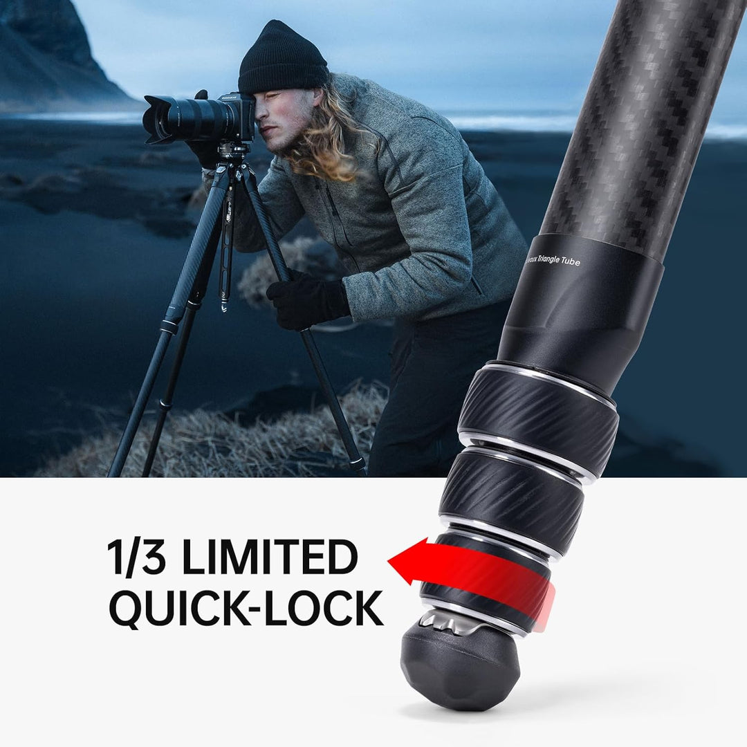 FALCAM TreeRoot T00A4301 Schnellverschluss-Reisestativ-Set, FALCAM F38 Pro, Kohlefaser-Reisestativ m